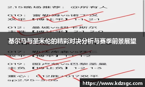 基尔马与圣米伦的精彩对决分析与赛季前景展望